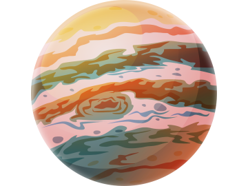 Muursticker planeet roze blauw oranje