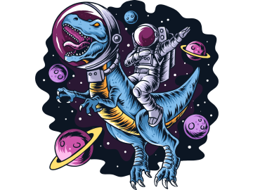 Muursticker space dino dab
