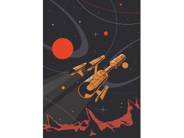 Muursticker ruimteschip art