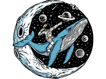 Muursticker Astronaut met walvis