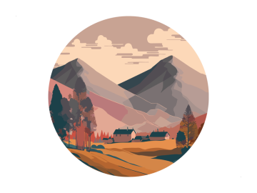 Muursticker rondje huis in achtergrond