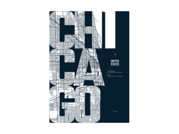 Muursticker Chicago map locatie