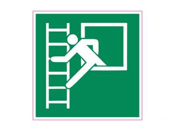 Redding nooduitgang via raam met vluchtladder