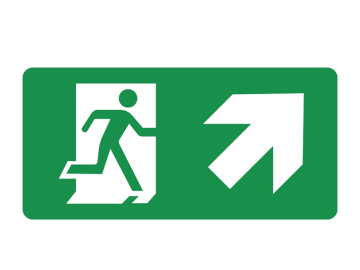 Redding nooduitgang pijl rechtsboven ronde hoeken