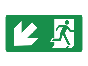 Redding nooduitgang pijl linksonder ronde hoeken