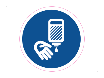 Corona pictogrammen handen desinfecteren, ontsmetten verplicht