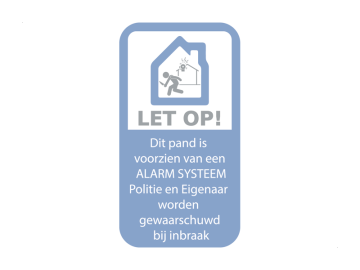 Beveiliging let op alarm systeem blauw