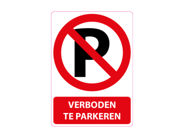 Verboden te parkeren, met tekst
